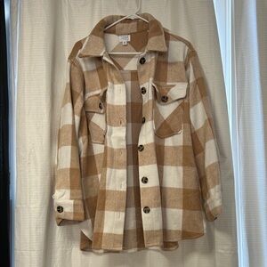 Time and Tru Plaid Button Down Jacket